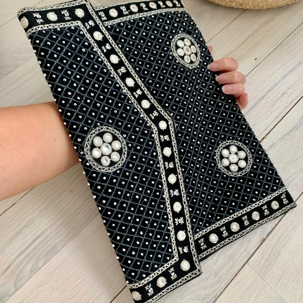 Scotch & Soda Extra Large Hand Beaded Clutch Purse